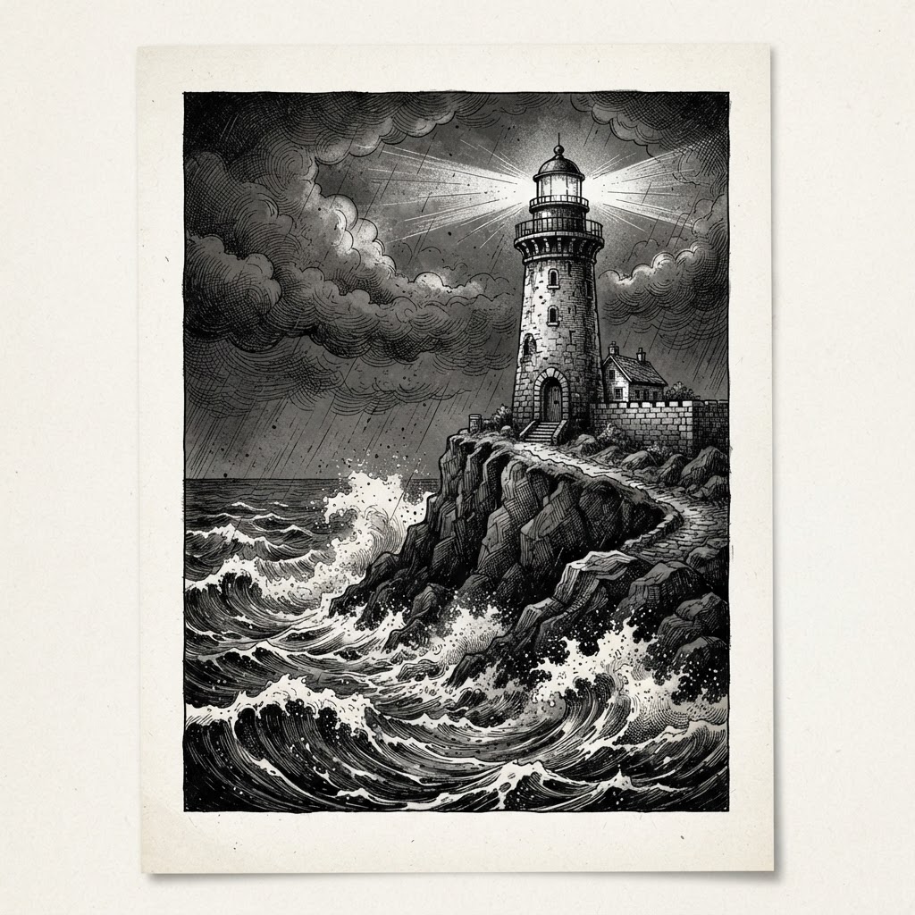 Sketch illustration for Psalm 9:9