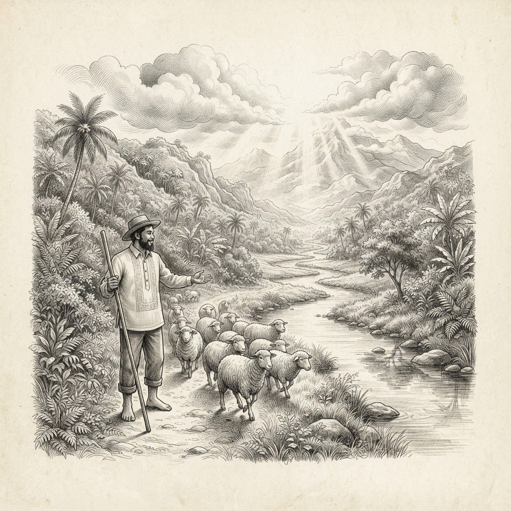 Sketch illustration for Psalm 23:1