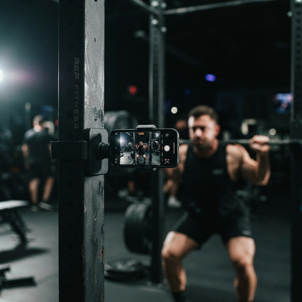 LRBH Magnetic Gym Phone Holder mounted on gym equipment