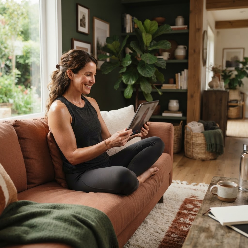 A client connecting remotely with a coach