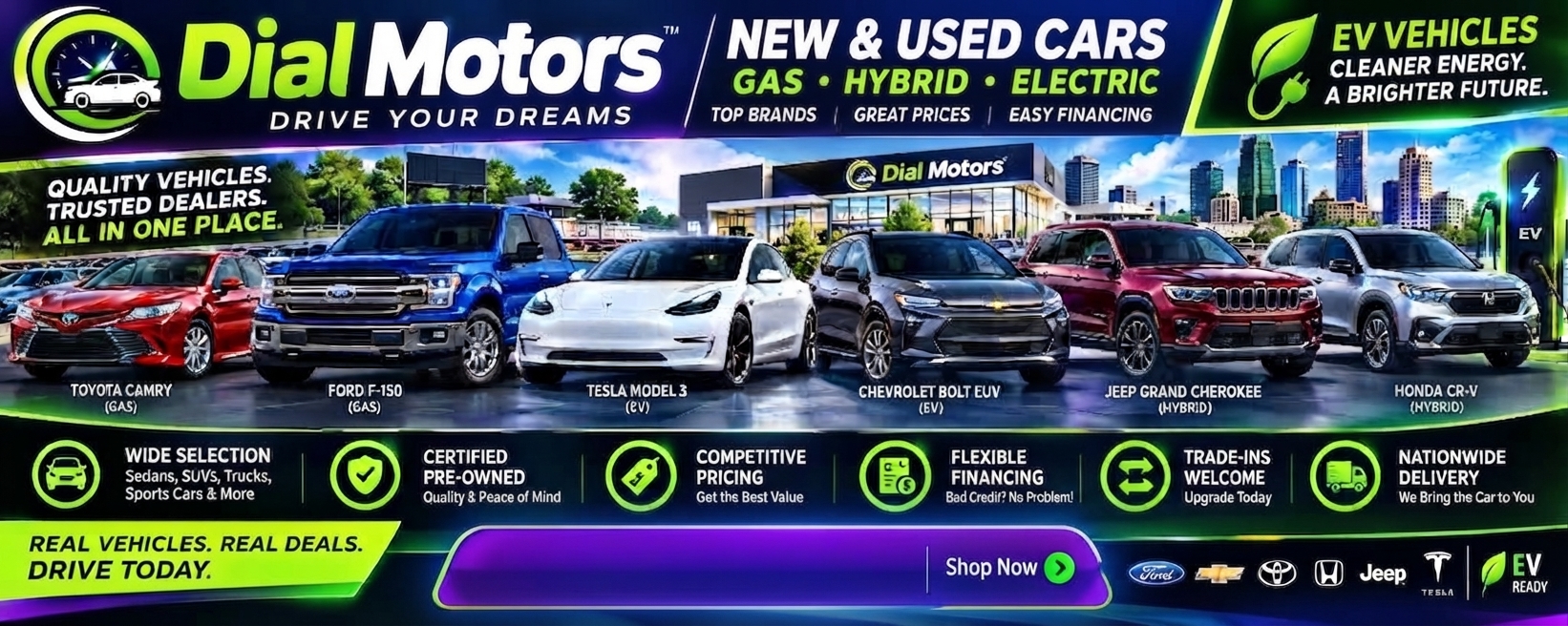 Dial Motors — New & used cars, gas, hybrid & electric. Drive your dreams.