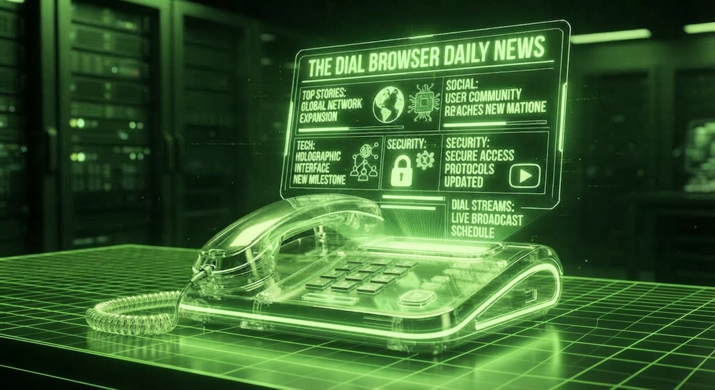 Dial Browser — holographic secure-access phone with daily news interface