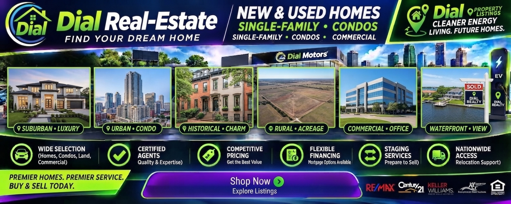 Dial Real-Estate — Find your dream home. Single-family, condos, commercial & waterfront.