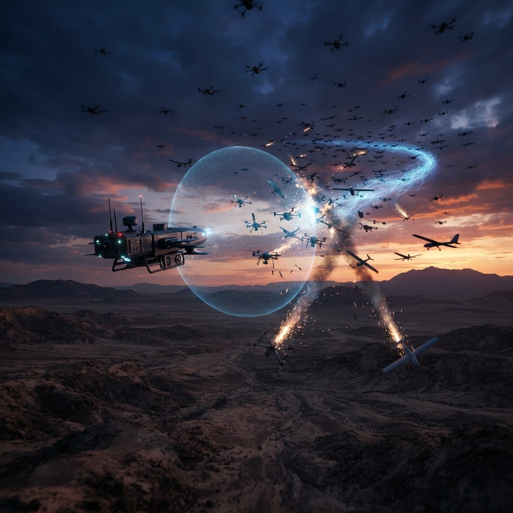 The Swarm-on-Swarm Era: Why Airborne HPM is the Only Answer to AI-Directed Mass