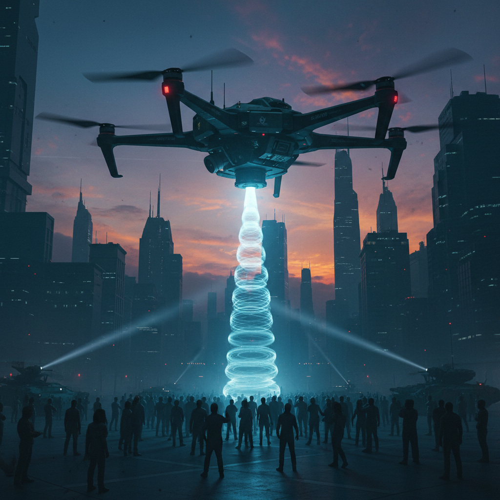 ShadowSweep drone emitting acoustic beam