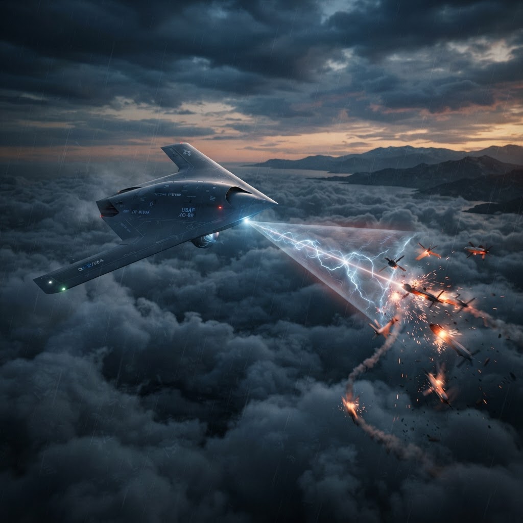 Airborne High-Power Microwave Arms Race: Neutralizing Drone Swarms from Above
