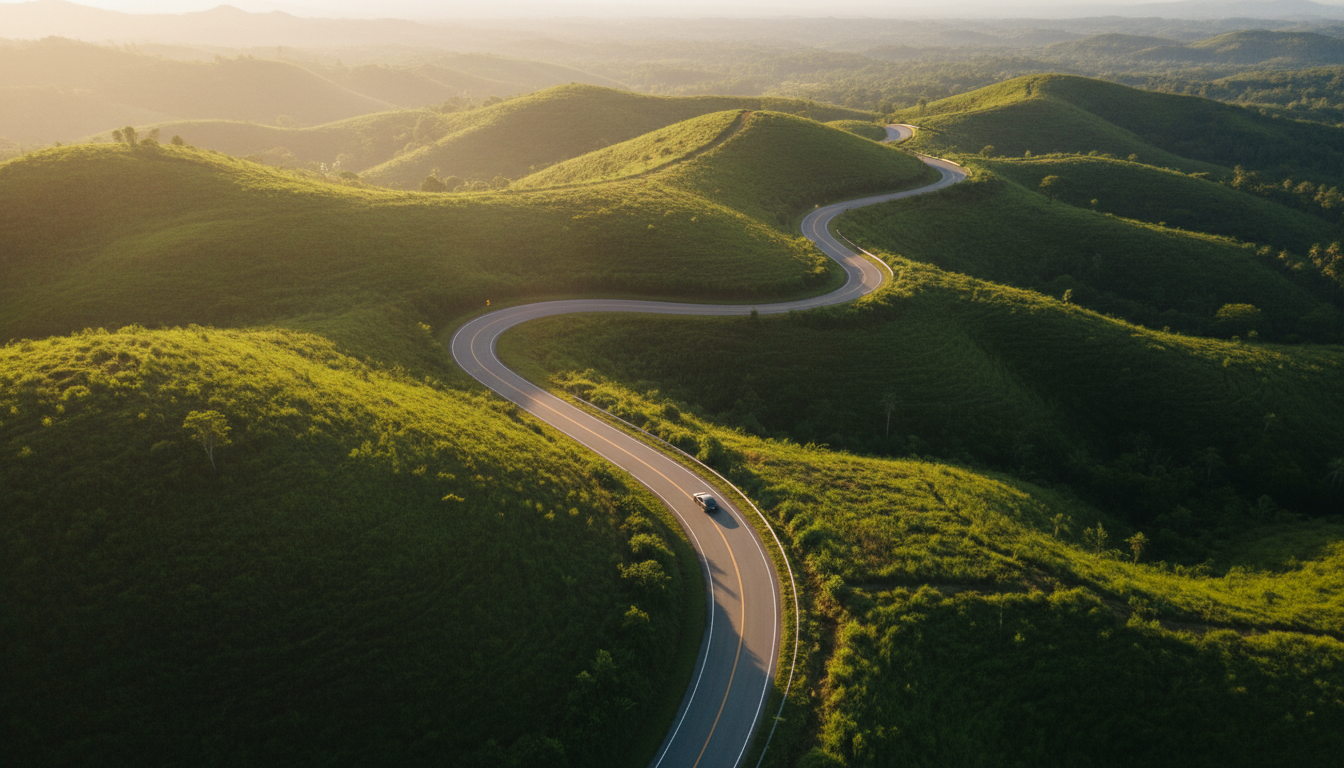 Open winding road through lush Philippine landscape
