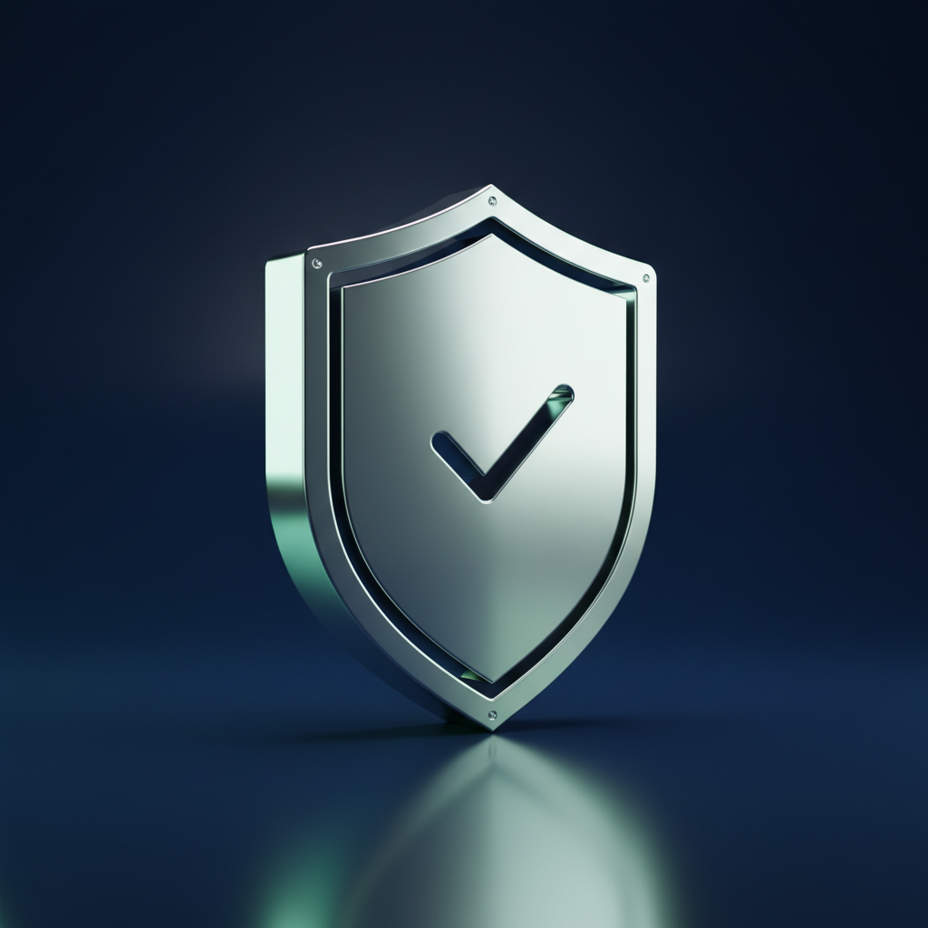 Chrome shield representing trust and protection