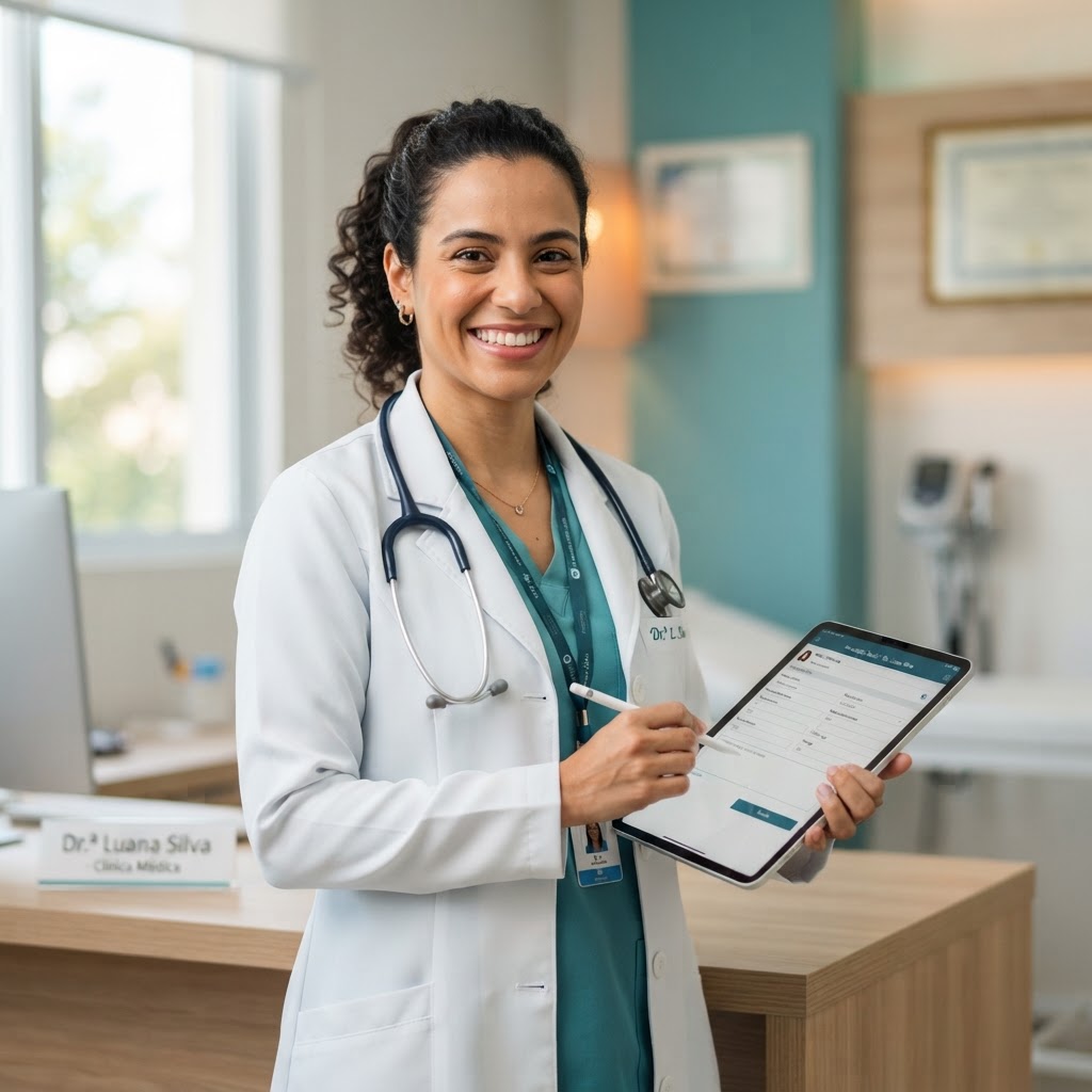 Médico usando o FórmulaClin para prescrever