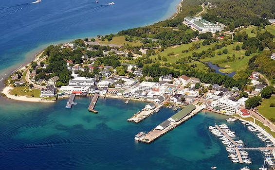 Aerial view of Mackinac Island