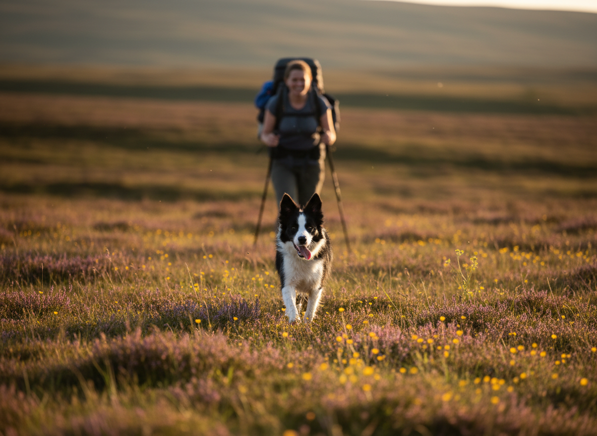 Happy dog with owner