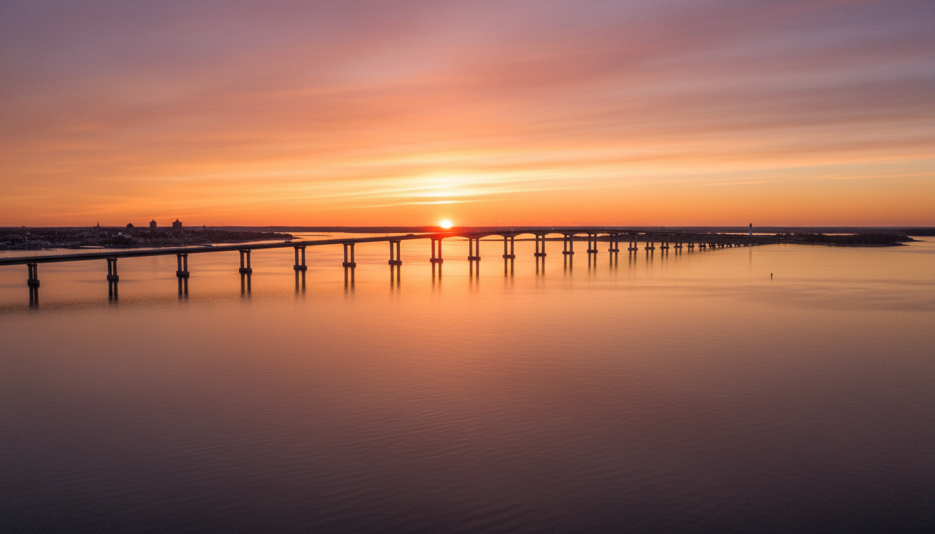 Ölandsbron i solnedgång