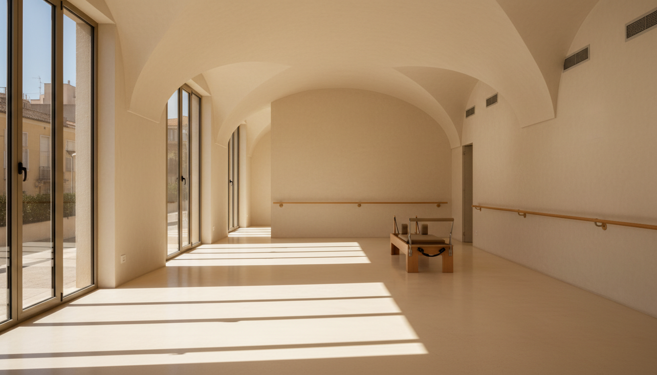 Interior de un estudio wellness minimalista en Barcelona