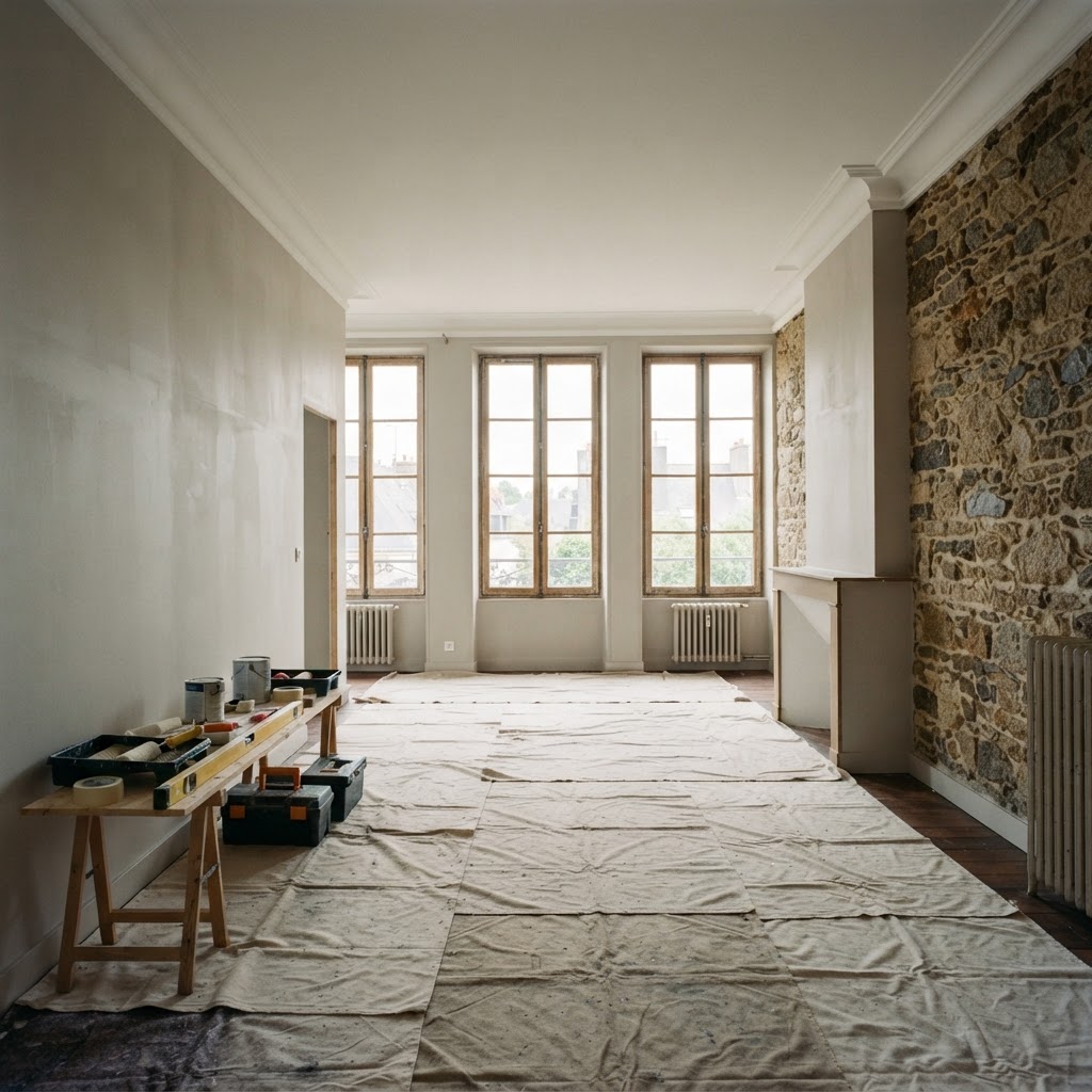 Appartement vide facilitant les travaux de rénovation avant emménagement