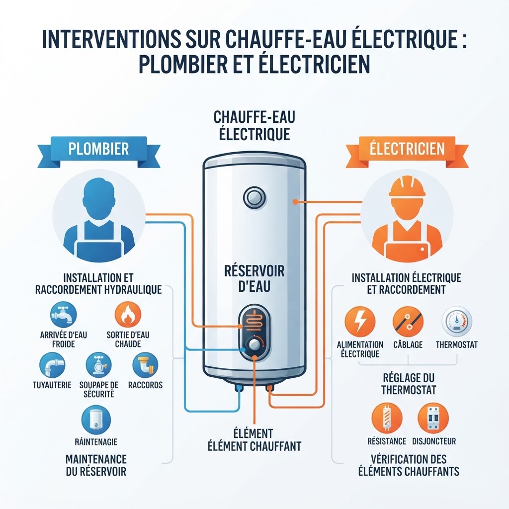 Compétences plombier et électricien nécessaires pour installer un chauffe-eau électrique