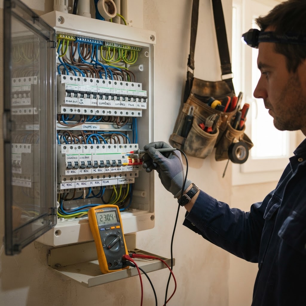 Vérification de conformité électrique d'un tableau avec circuit dédié pour chauffe-eau