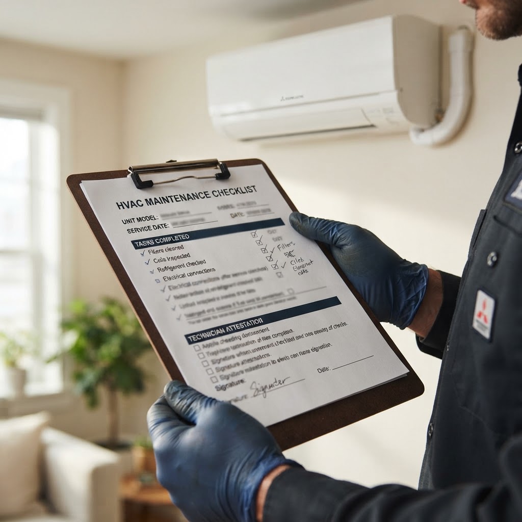 Attestation d'entretien remise par un frigoriste certifié après une intervention de climatisation