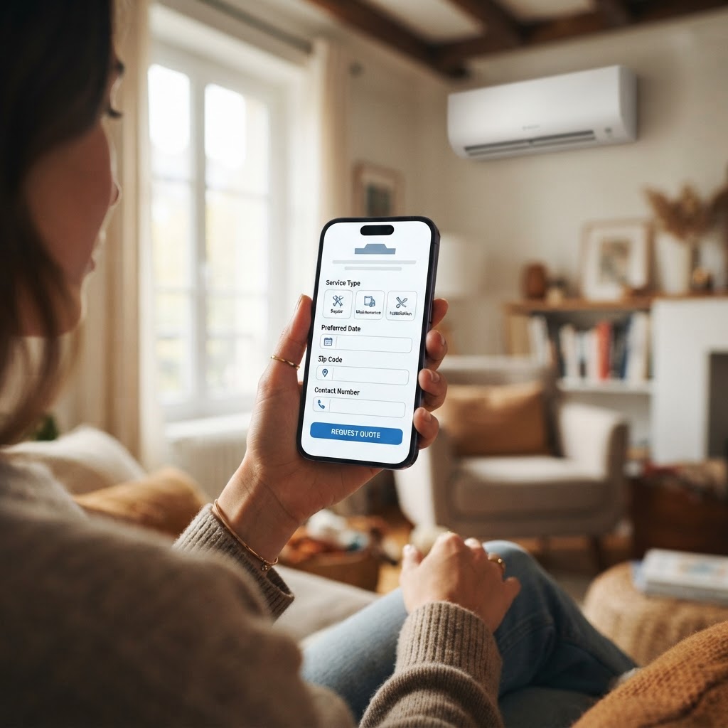 Demande de devis de dépannage climatisation sur smartphone à Bordeaux