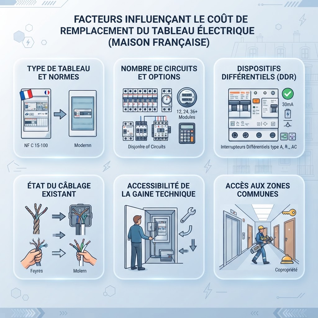 Facteurs influençant le prix d'un remplacement de tableau électrique