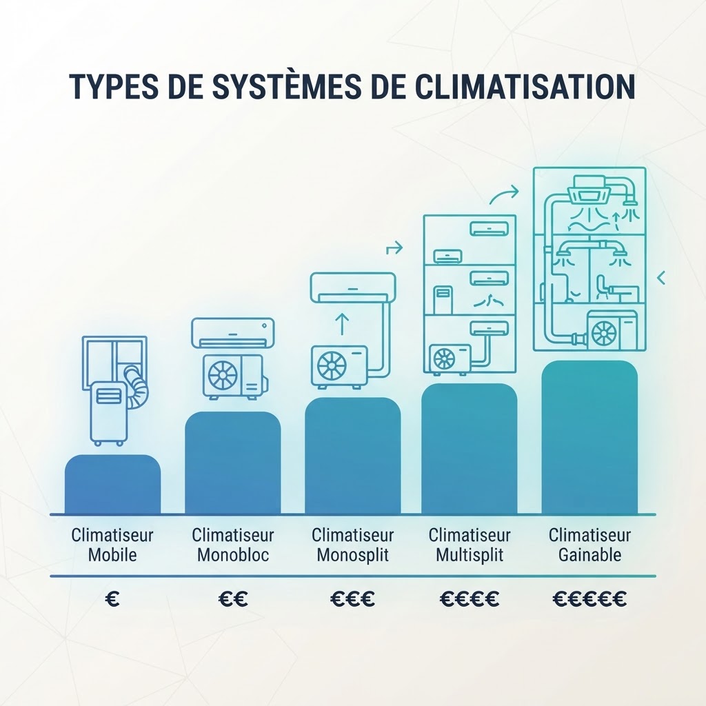 Comparatif des prix par type de climatisation réversible en 2026