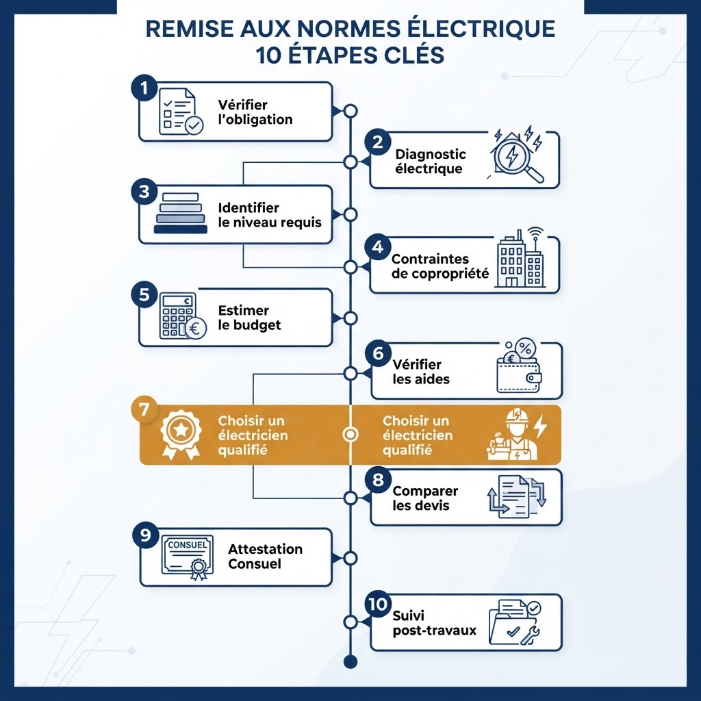Checklist des 10 étapes clés pour une remise aux normes électrique réussie à Paris