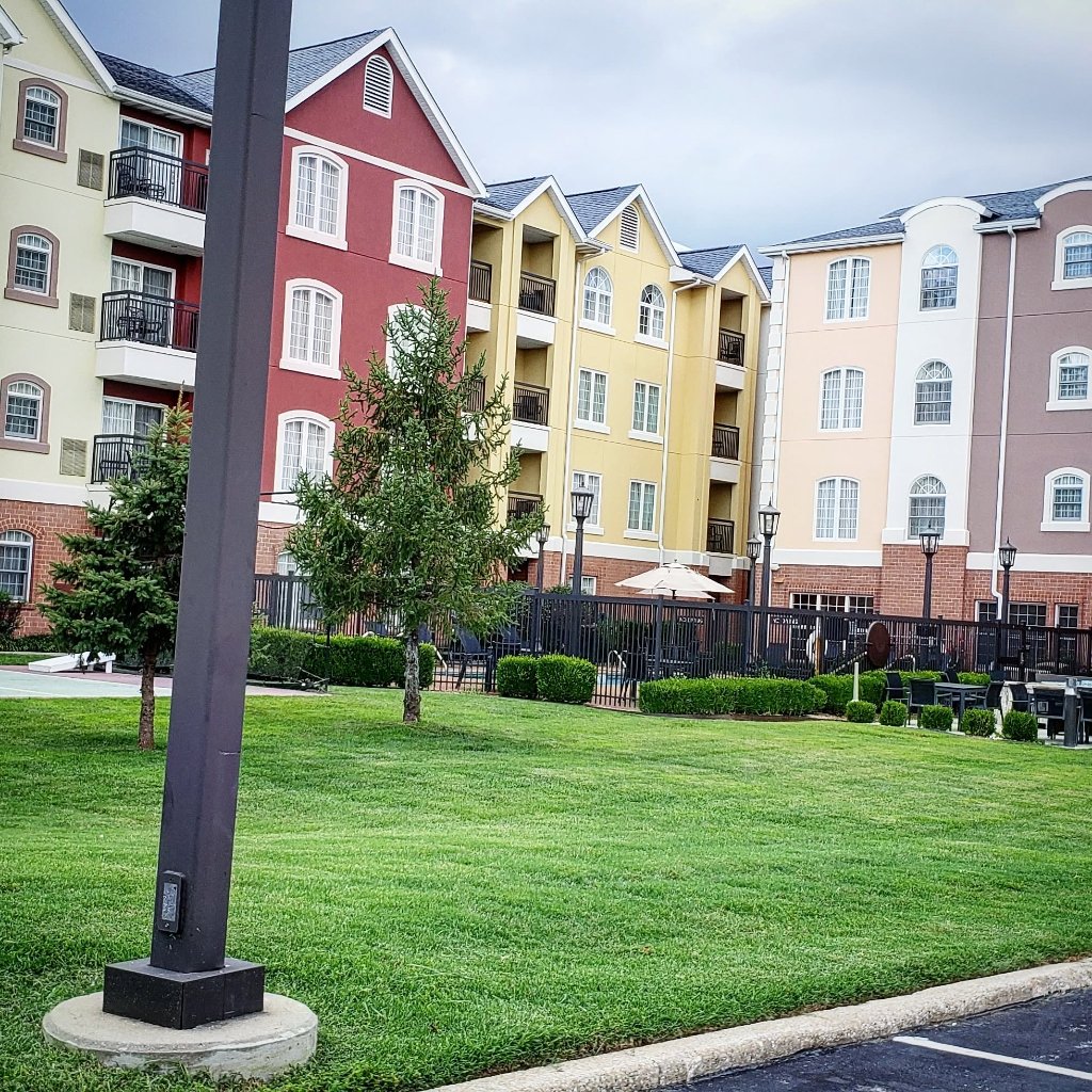 Commercial property with manicured lawn and landscaping