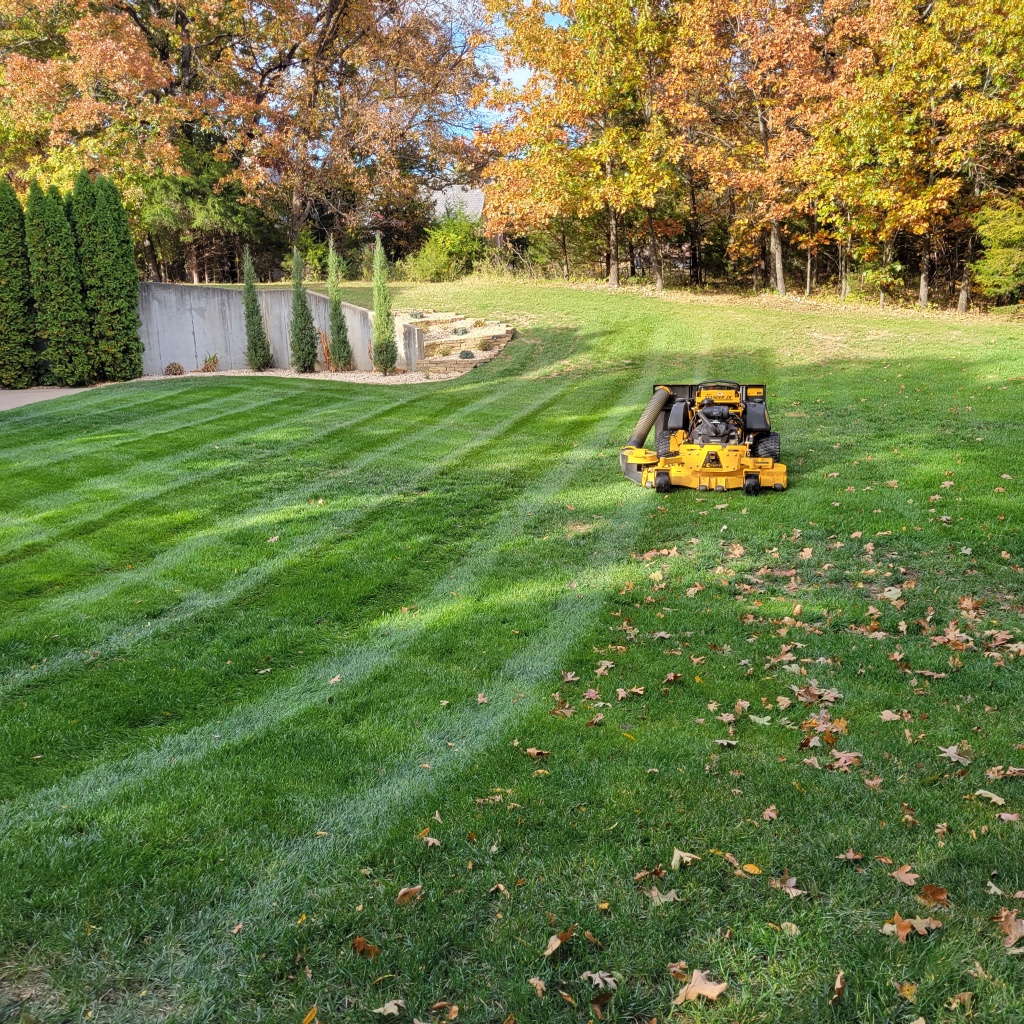 Commercial edging and mowing along sidewalk curb