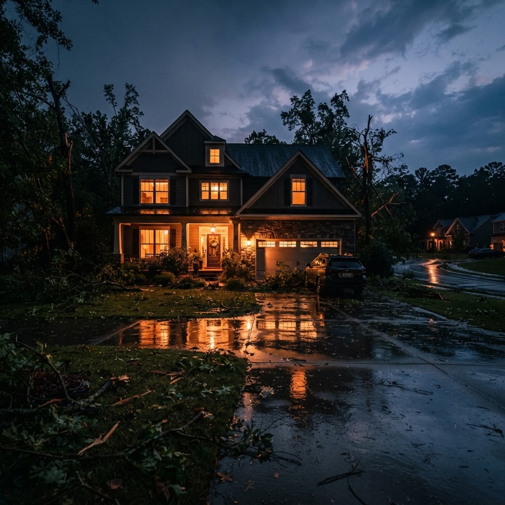 Severe storm damage in Simpsonville, SC - Never Dark Carolinas standby generator installation