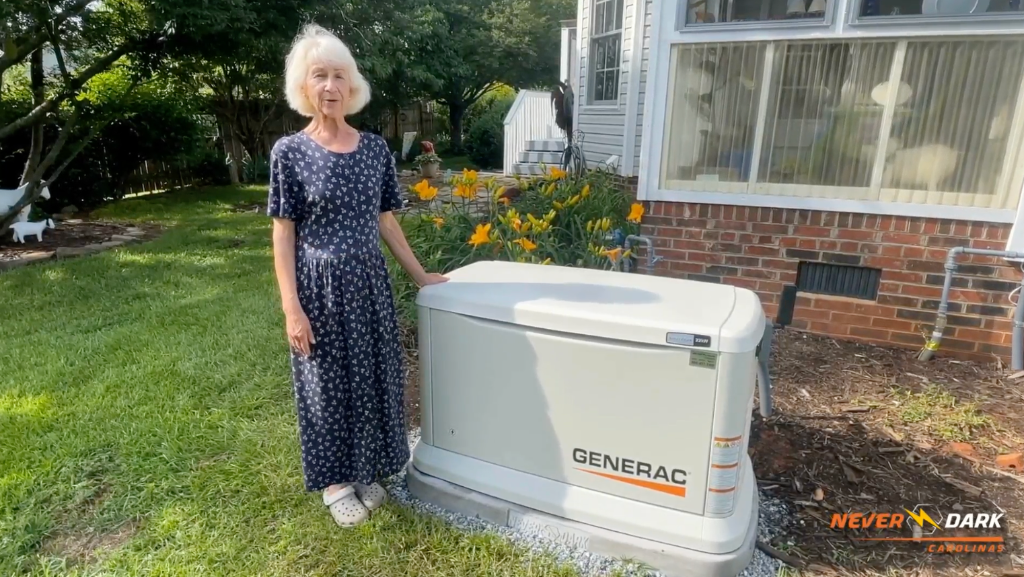 Happy customer with Generac 22kW standby generator - Never Dark standby generator installation in Spartanburg, SC