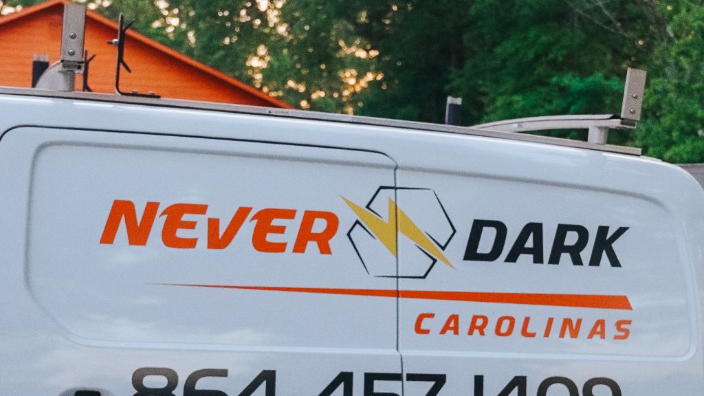 Never Dark Carolinas generator service van for standby power maintenance and repair