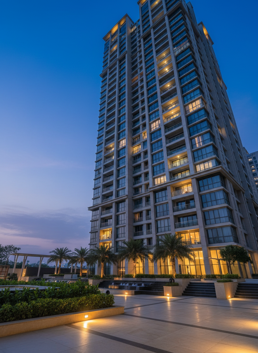 Luxury Bangalore residence at dusk