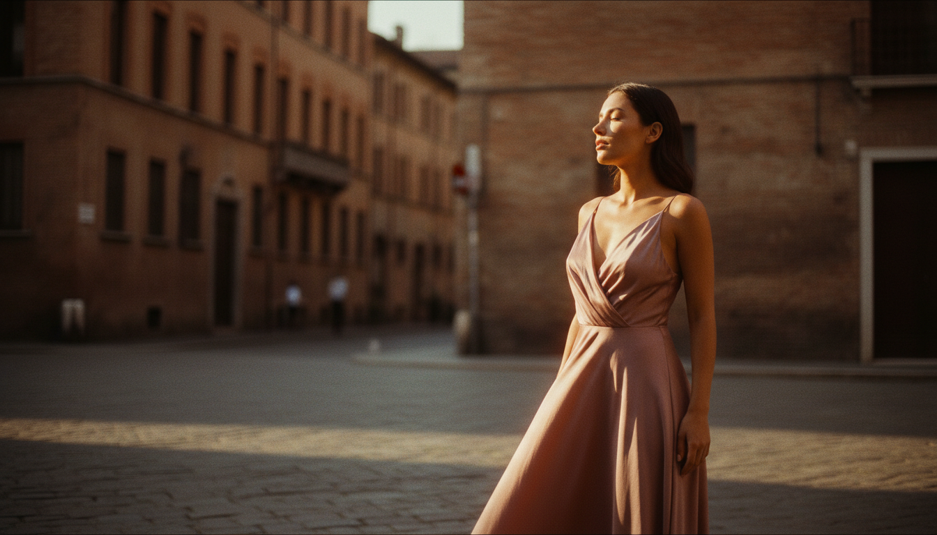 Woman in golden hour light in Milan