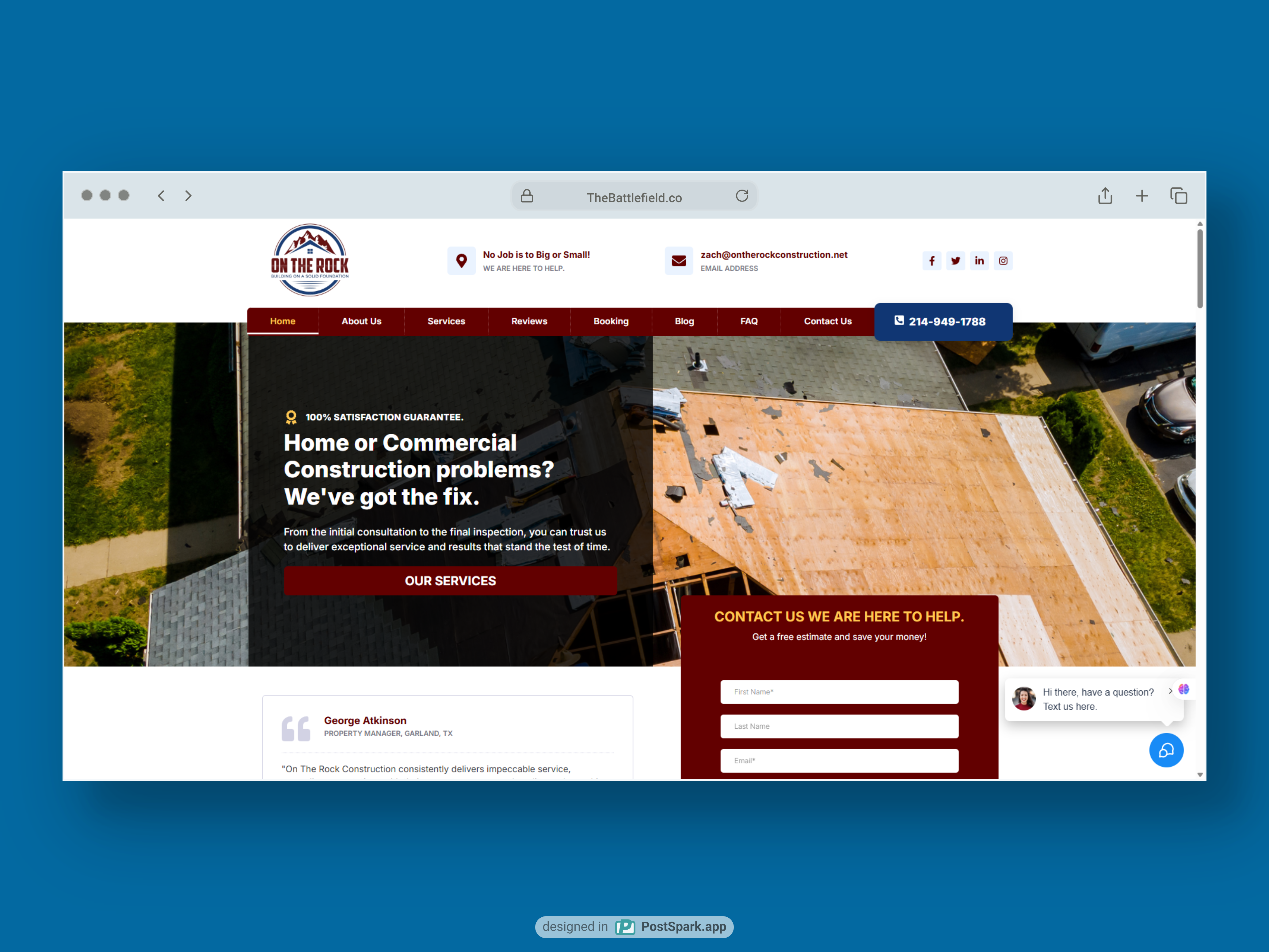 On The Rock Construction website