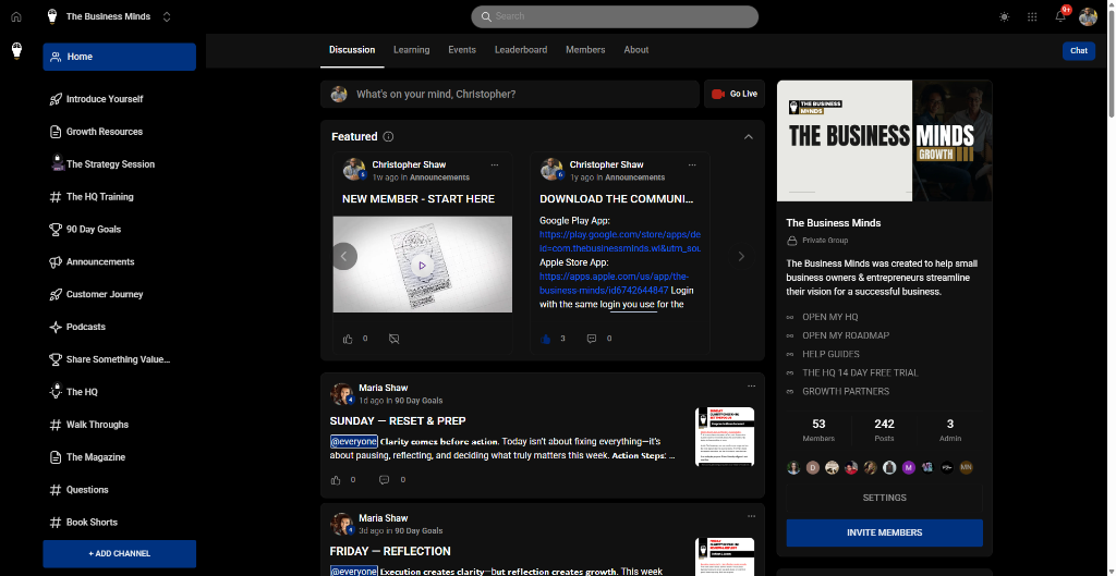 The Business Minds community feed