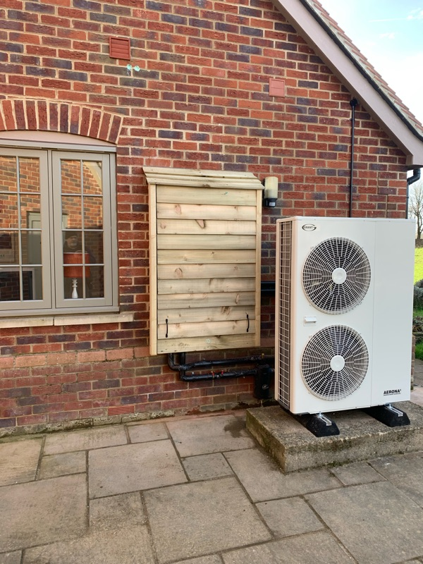 Grant Aerona³ Heat Pump with Pipe Housing — Renewables project by Curtis and Carder
