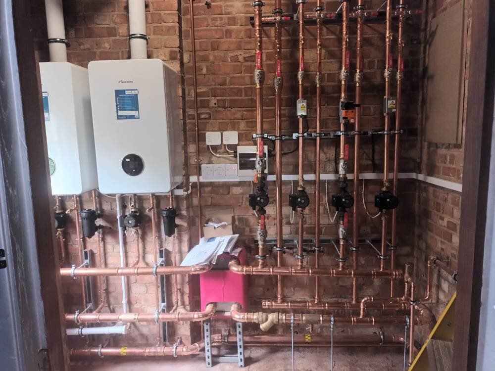 Twin Boiler Plant Room — Manifold & Zone Controls — Heating project by Curtis and Carder
