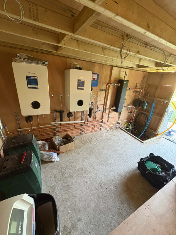 Twin Boiler Plant Room — Wide View — Heating project by Curtis and Carder