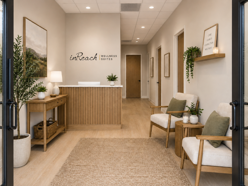 Bright, modern wellness suite with natural oak flooring and morning sunlight