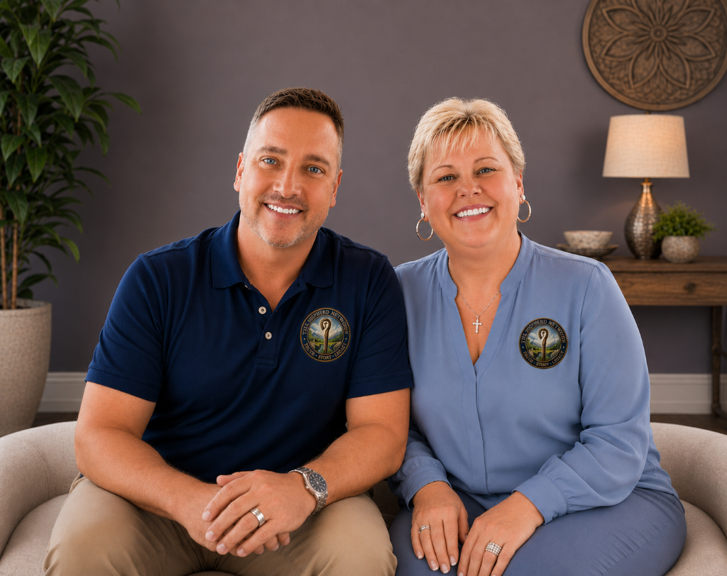 Craig and Tammy Cooper wearing The Shepherd Network™ apparel