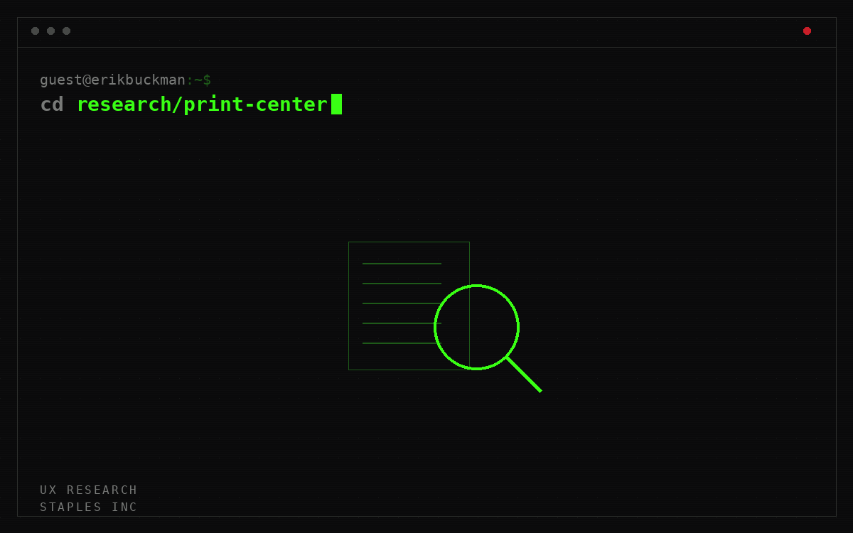 Content Design and Card Sort, Online Print Center, terminal thumbnail