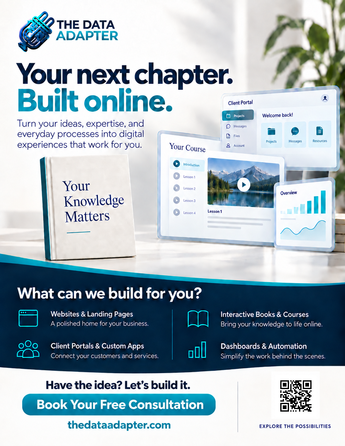 The Data Adapter flyer: your next chapter, built online
