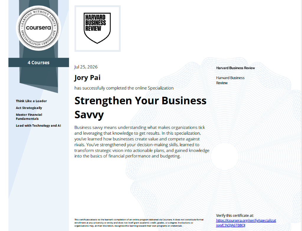 Strengthen Your Business Savvy (Specialization)