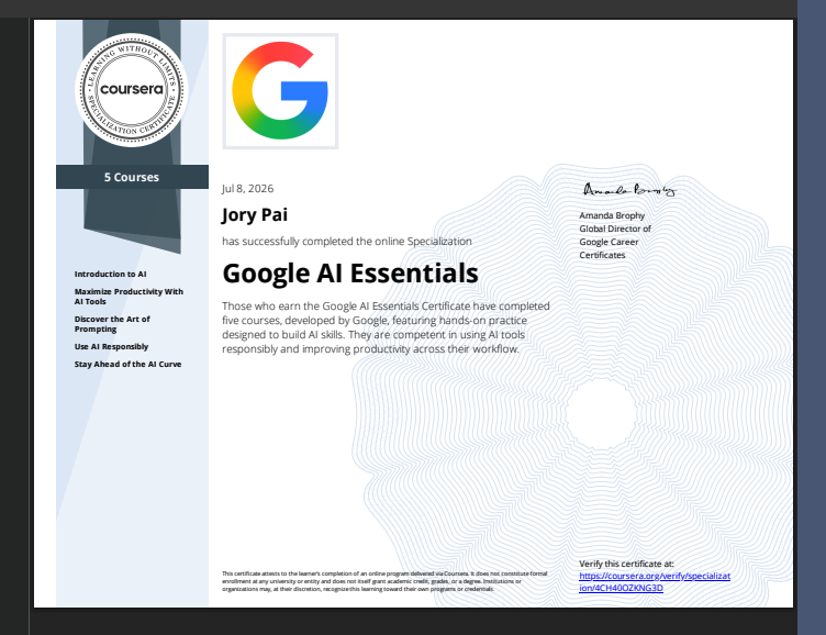 Google AI Essentials (Specialization)