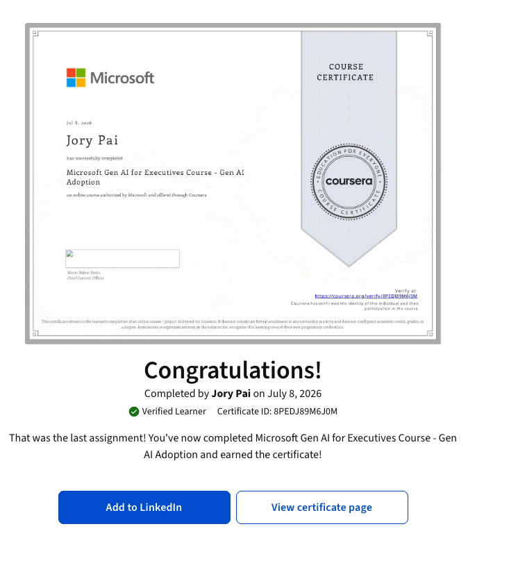 Microsoft Gen AI for Executives Course - Gen AI Adoption