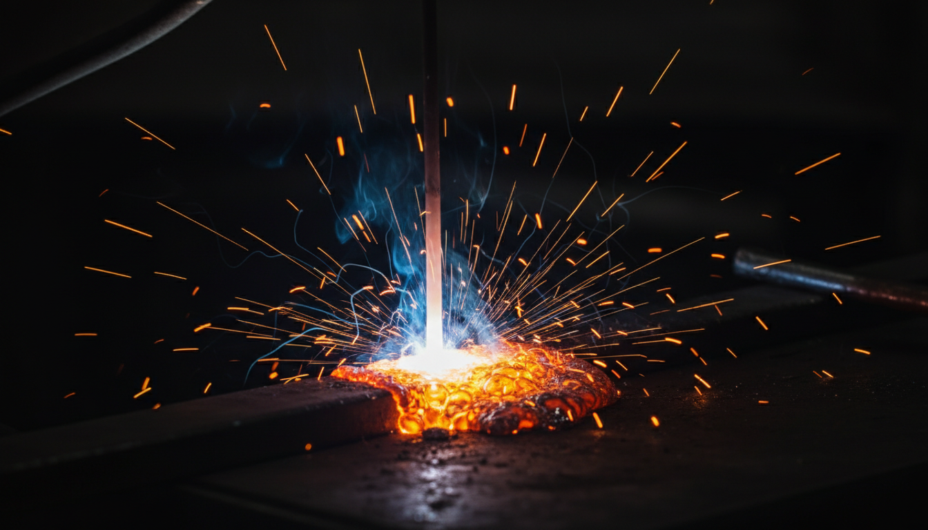 Welding arc with dramatic sparks