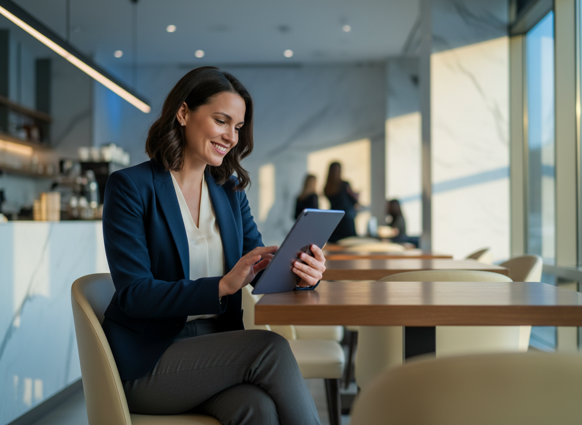 Business owner checking results