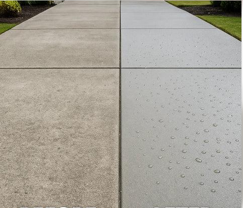 Concrete driveway before and after sealing