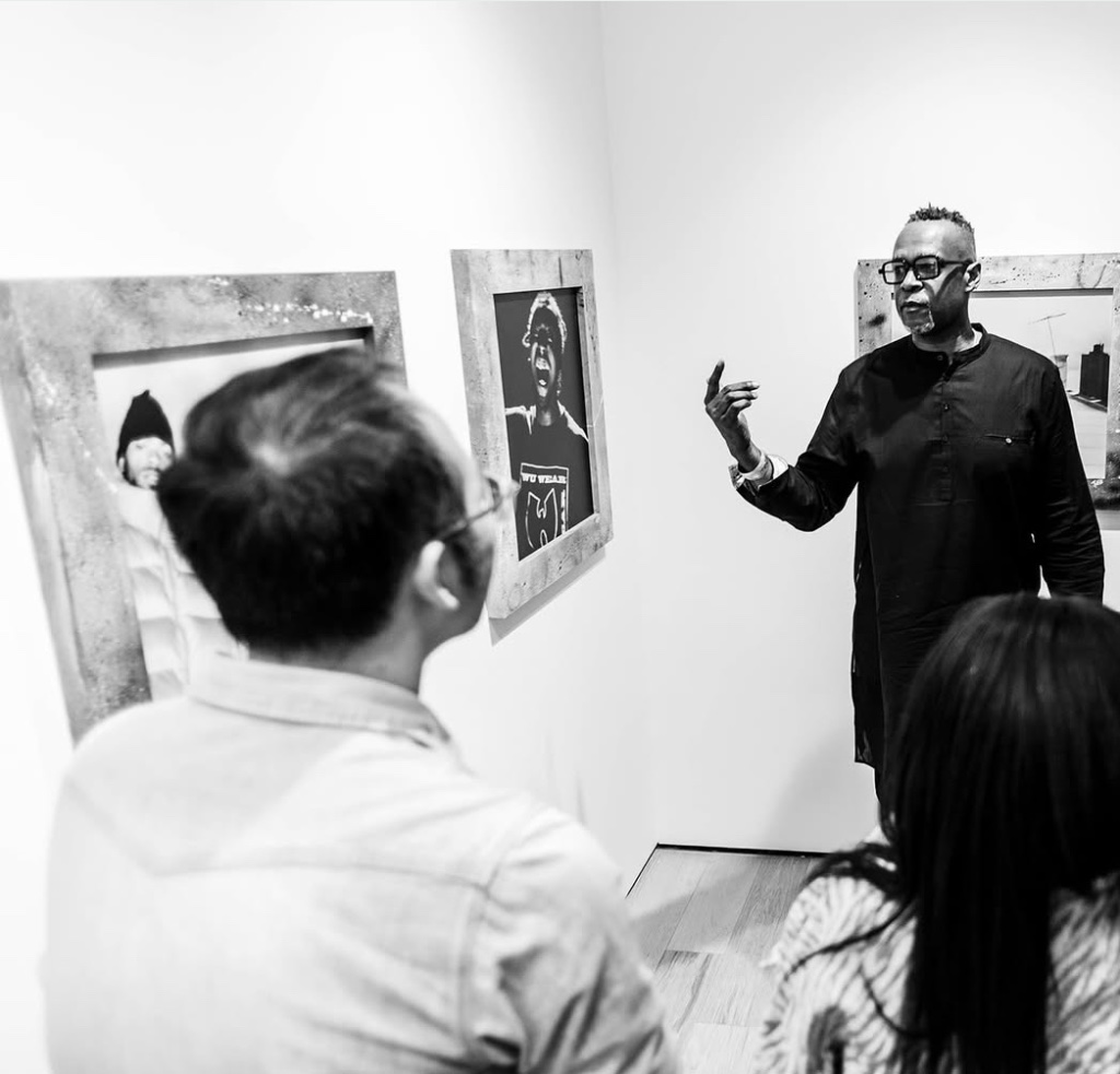 Erik Elijah Brumfield at a gallery exhibition