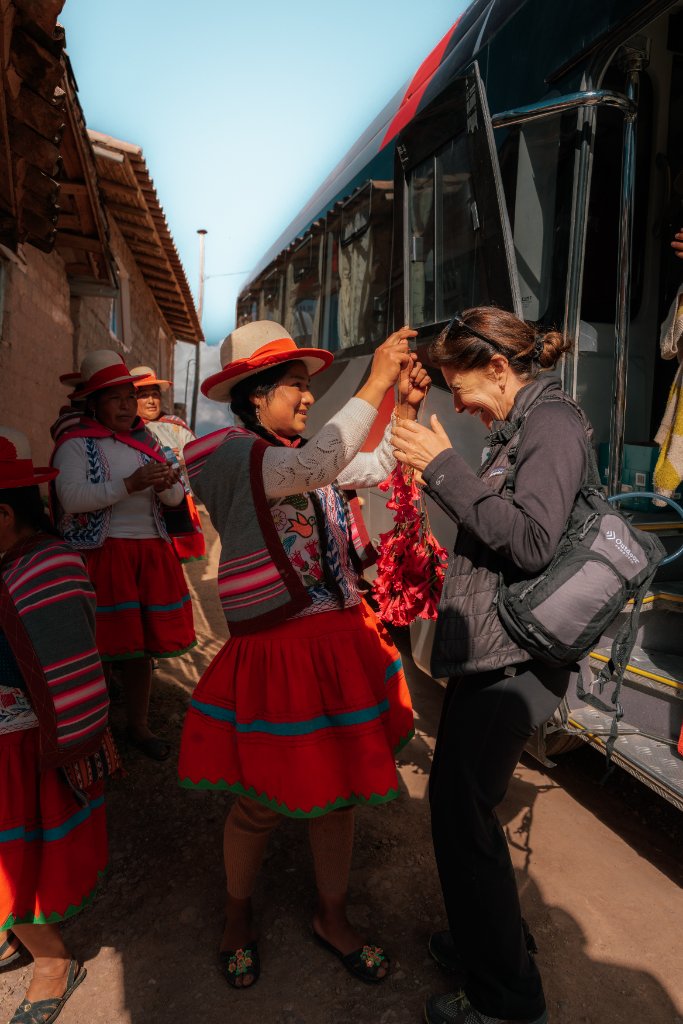 Traditional Andean welcome on arrival