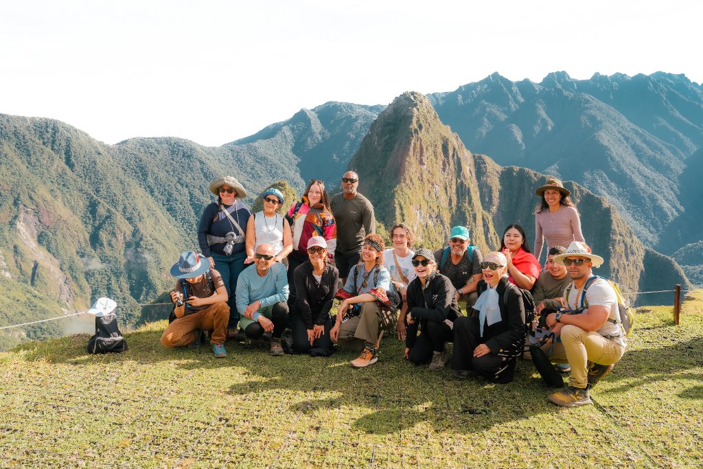 The group gathered at Machu Picchu